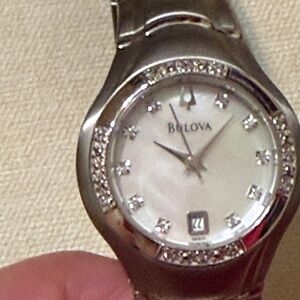 Bulova Silver Timepiece with Sparkling Details